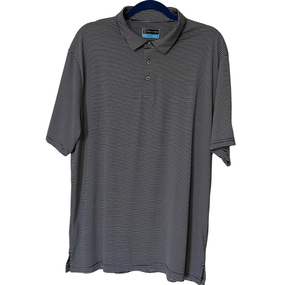 Men's PGA Tour Black Striped Golf Polo Shirt 100% Polyester Size XL